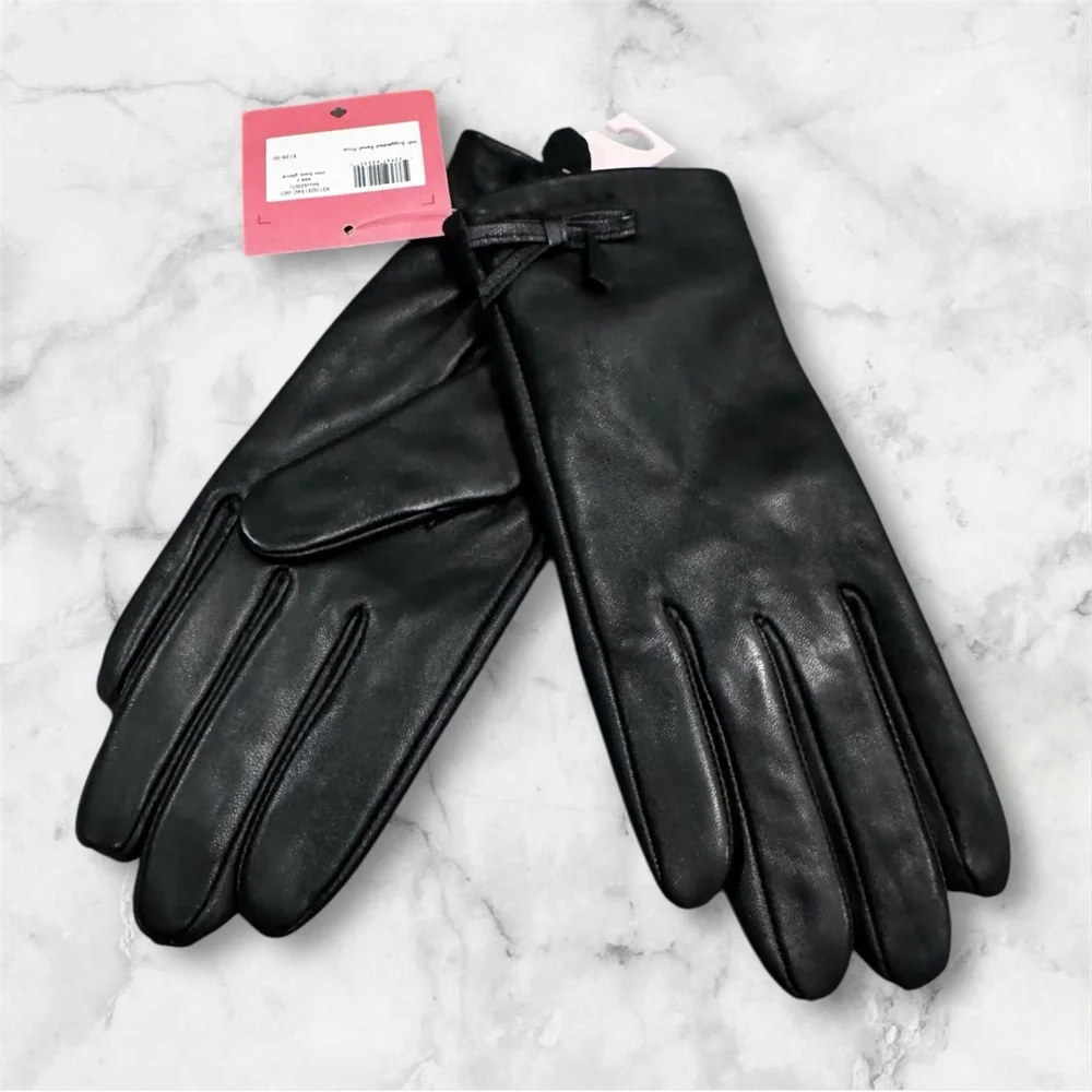 NWT Kate Spade Lambskin Mini Bow Glove Black Small